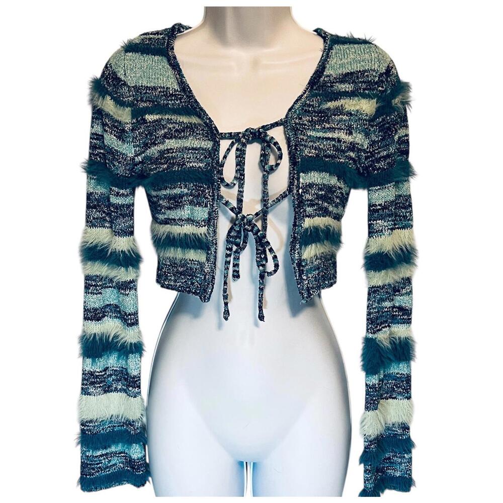 NWT Micas Women's Cropped Sweater Cardigan, with Tie Front Size Large